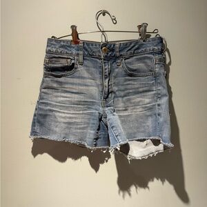 American Eagle Outfitters Light Blue Frayed Jean Shorts